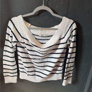 Abercrombie Kids Black and White Striped Boat Neck Sweater